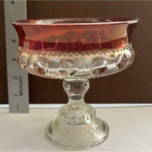 5” Indiana Kings Crown Ruby Flashed Footed Compote